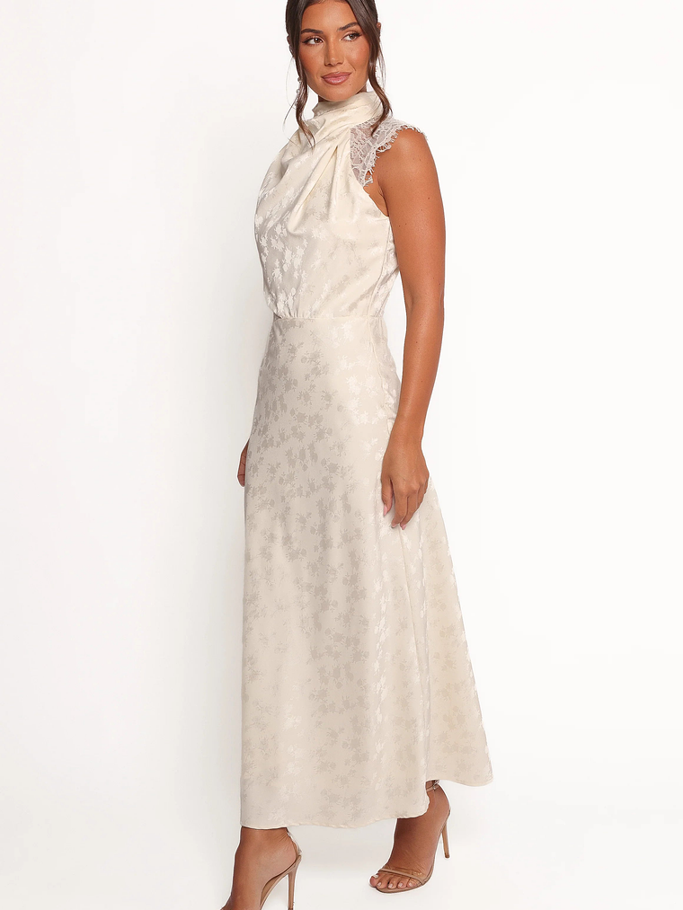 Anabelle Halter Neck Lace Maxi Dress - White 4