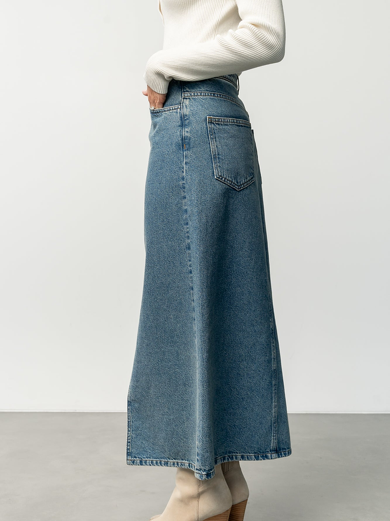 Aleksa Denim Midi Skirt | Medium Wash 2