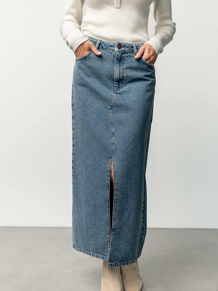 Aleksa Denim Midi Skirt | Medium Wash 3