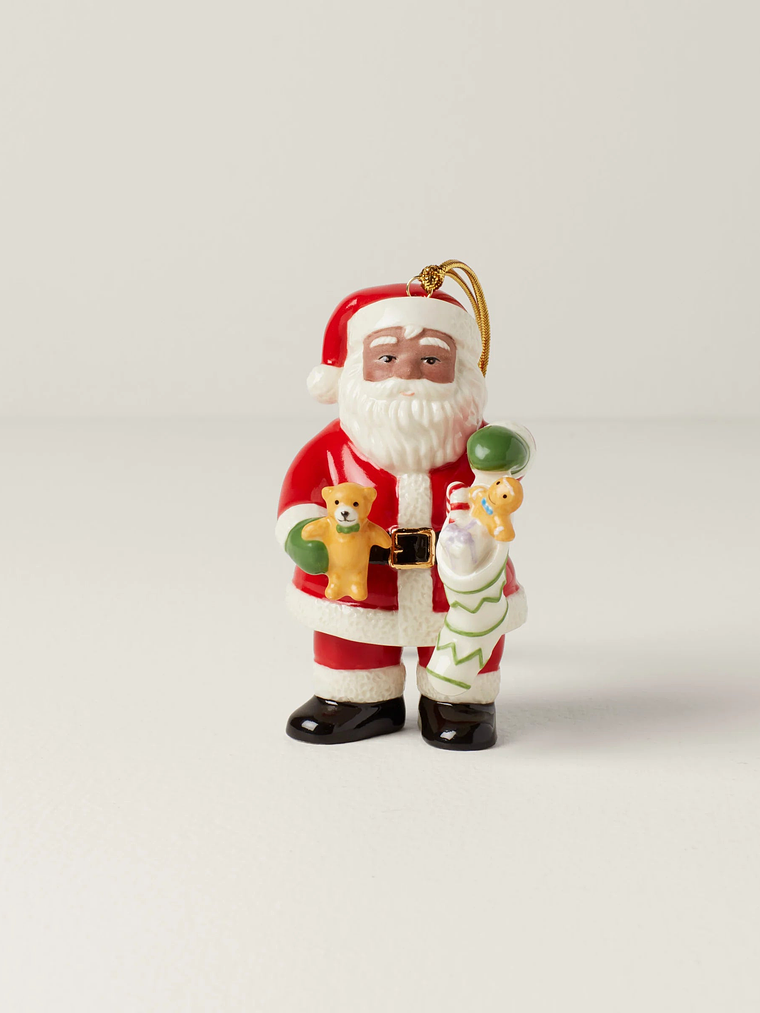 African American Santa & Stocking Ornament 1