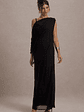 Aeliana | Black Strappy V-Neck Maxi Dress With Chiffon Sash - thumbnail 5