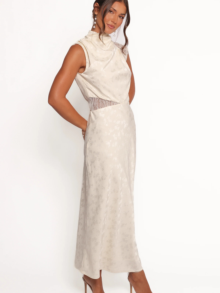 Anabelle Halter Neck Lace Maxi Dress - White 6