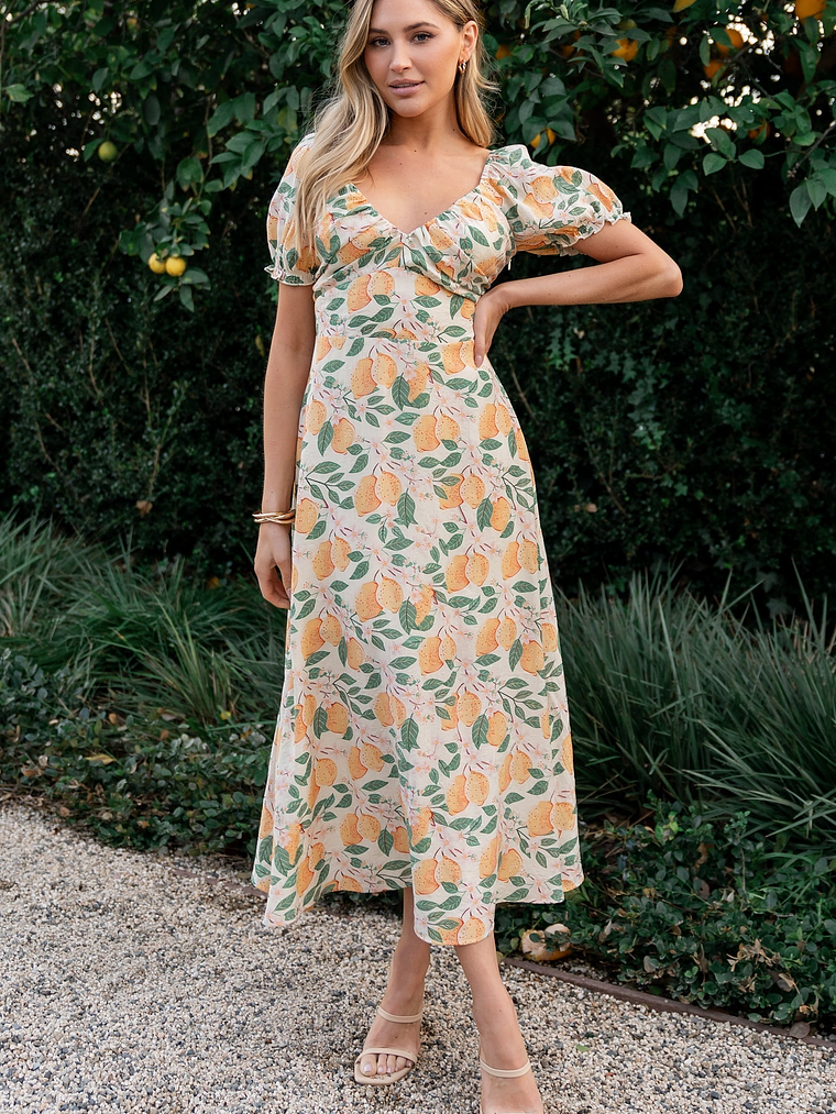 Amalfi Midi Dress | Lemon Print 1