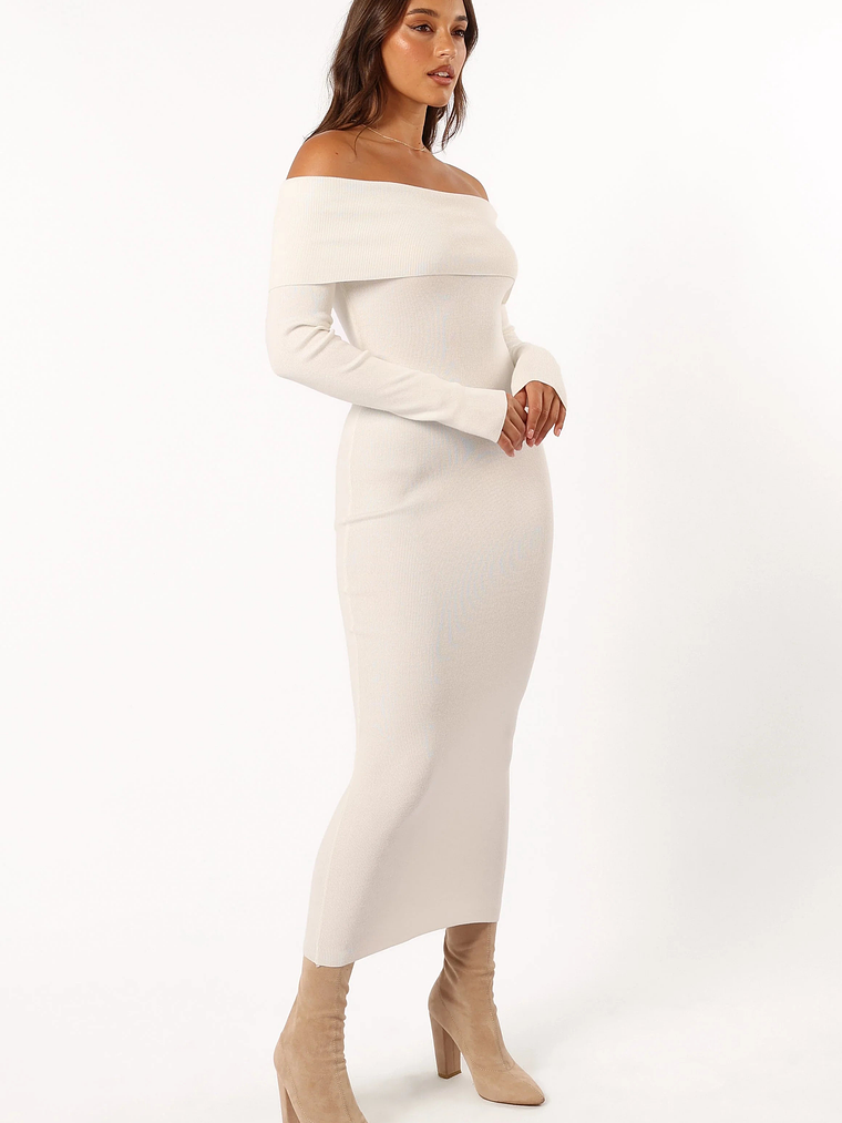 Archie Off the Shoulder Midi Dress - White 6