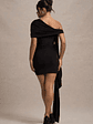 Alessio | Black One-Shoulder Mini Dress With Drape - thumbnail 2