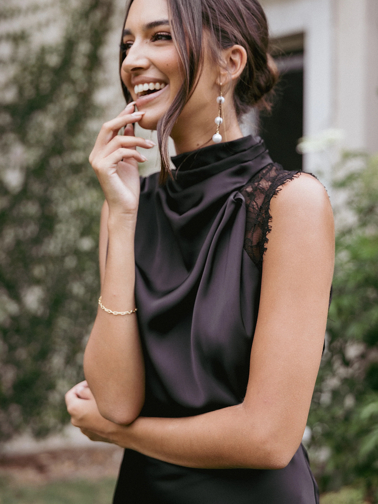 Anabelle Halter Neck Lace Maxi Dress - Black 9