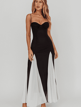 All Mine Godet Hem Maxi Dress Black