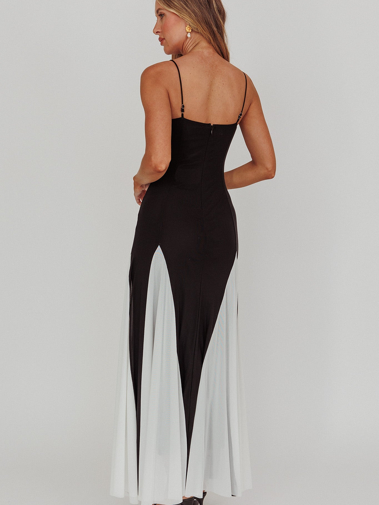 All Mine Godet Hem Maxi Dress Black 2