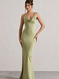 Alesso | Light Olive Satin Cowl-Neck Maxi Dress - thumbnail 1