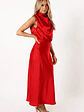 Anabelle Halter Neck Midi Dress - Red - thumbnail 3