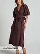 Amalie The Label - Franc Linen Puff Sleeve Wrap Midi Linen Dress - thumbnail 1