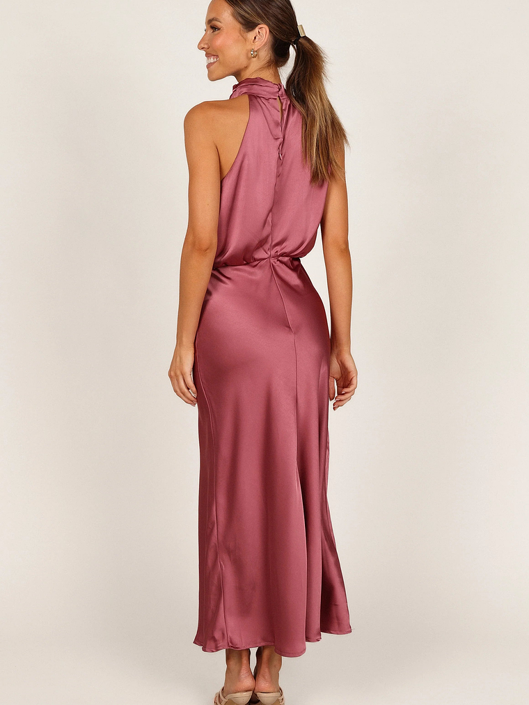 Anabelle Halter Neck Midi Dress - Dusty Rose 6
