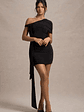 Alessio | Black One-Shoulder Mini Dress With Drape - thumbnail 5