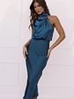 Anabelle Halter Neck Midi Dress - Teal - thumbnail 1