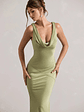Alesso | Light Olive Satin Cowl-Neck Maxi Dress - thumbnail 3
