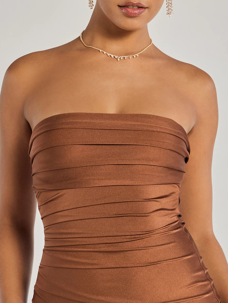 Anisley Strapless High Slit Column Formal Dress 11