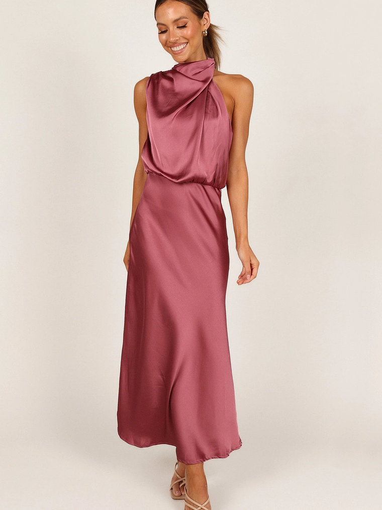 Anabelle Halter Neck Midi Dress - Dusty Rose 8