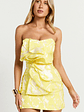 Amalie The Label - Frederika Strapless Ruffle Detail Jacquard Mini Dress in Yellow - thumbnail 1