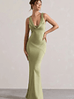 Alesso | Light Olive Satin Cowl-Neck Maxi Dress - thumbnail 4