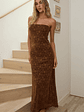 Artice Strapless Maxi Dress Lace Chocolate - thumbnail 1