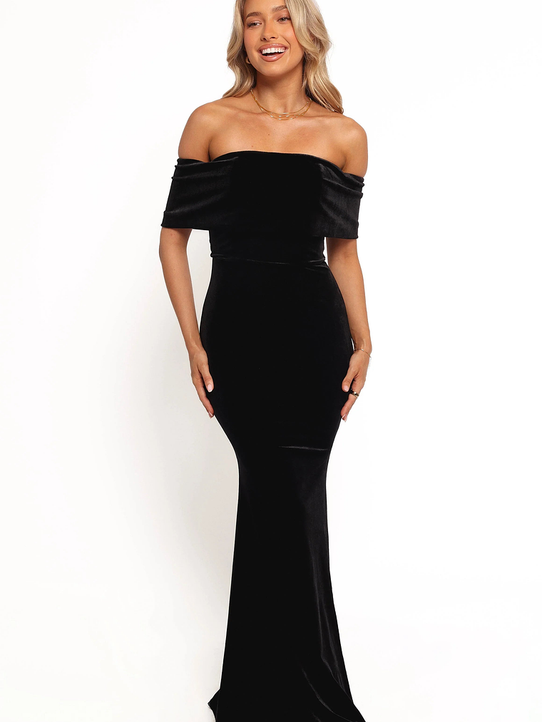 Adair Off Shoulder Maxi Dress - Black 1
