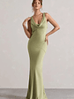 Alesso | Light Olive Satin Cowl-Neck Maxi Dress - thumbnail 5