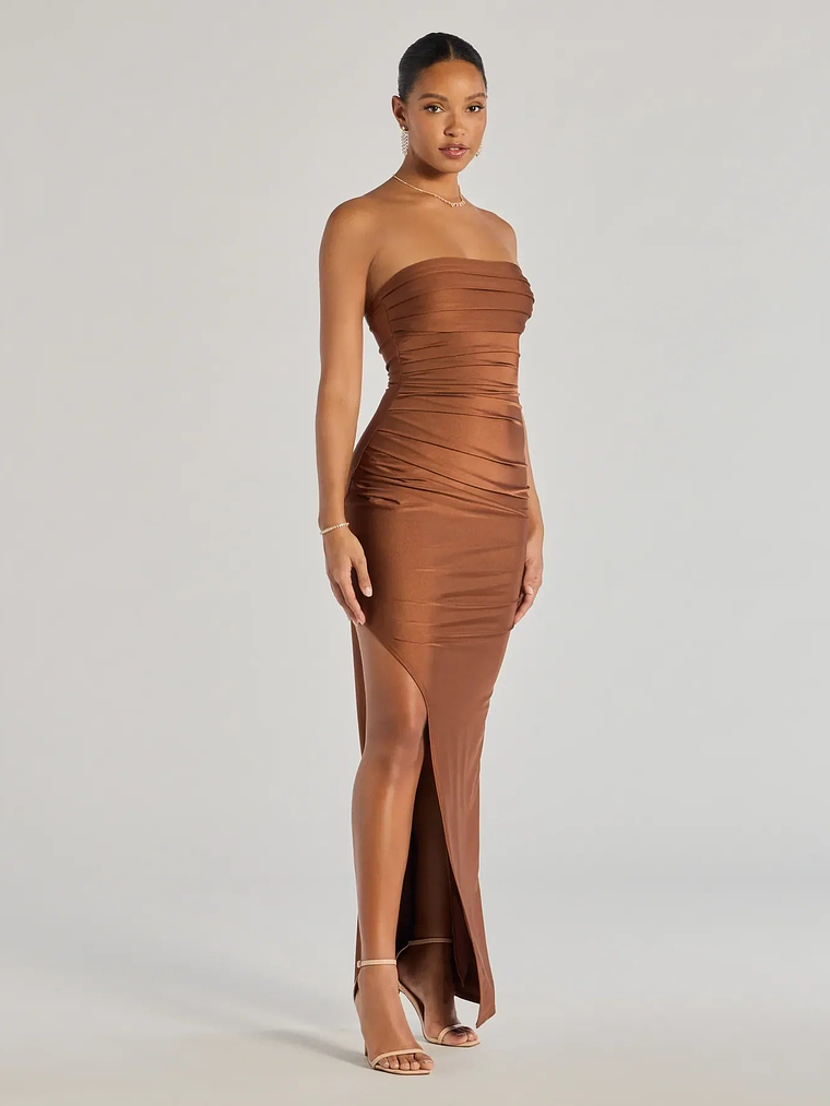Anisley Strapless High Slit Column Formal Dress 13