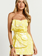 Amalie The Label - Frederika Strapless Ruffle Detail Jacquard Mini Dress in Yellow - thumbnail 5
