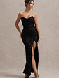 Adalee | Black Sequin Strapless Maxi Dress - thumbnail 1