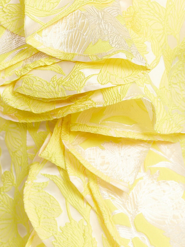 Amalie The Label - Frederika Strapless Ruffle Detail Jacquard Mini Dress in Yellow 7
