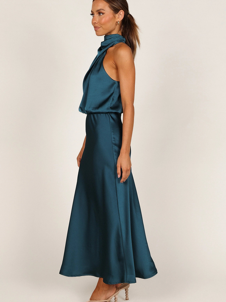 Anabelle Halter Neck Midi Dress - Teal 5