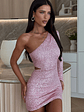Ankia One Shoulder Mini Dress - Pink - thumbnail 4