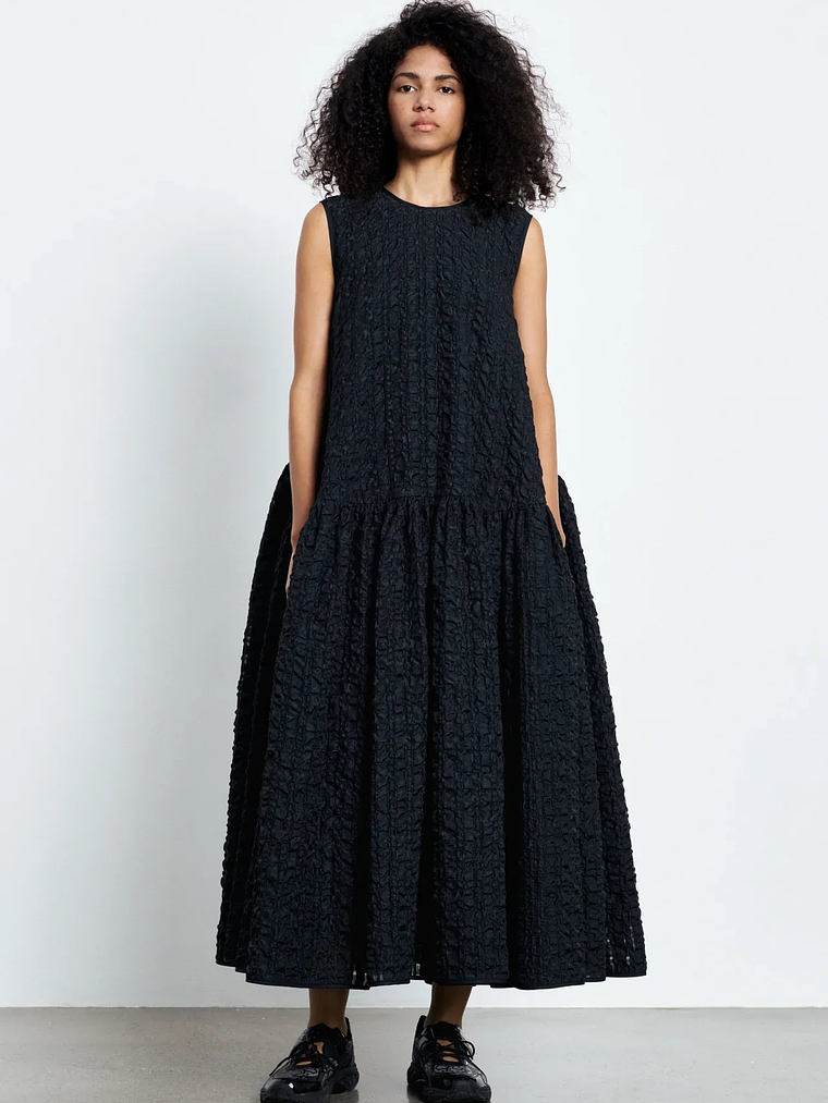 Anna Karin | Dress Check Seersucker Black 1