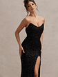 Adalee | Black Sequin Strapless Maxi Dress - thumbnail 3