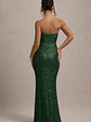 Adalee | Bottle Green Sequin Strapless Maxi Dress - thumbnail 2
