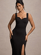 Ashburn | Black Strappy Sweetheart Split Maxi Dress - thumbnail 3