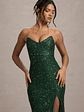 Adalee | Bottle Green Sequin Strapless Maxi Dress - thumbnail 3