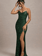 Adalee | Bottle Green Sequin Strapless Maxi Dress - thumbnail 4