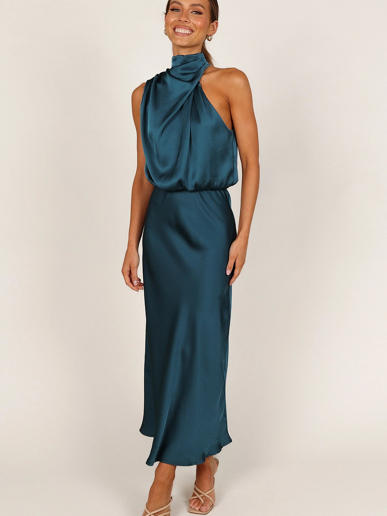 Anabelle Halter Neck Midi Dress - Teal 8