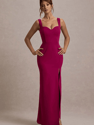 Ashburn | Mulberry Strappy Sweetheart Split Maxi Dress