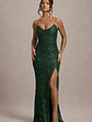 Adalee | Bottle Green Sequin Strapless Maxi Dress - thumbnail 5