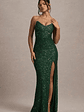 Adalee | Bottle Green Sequin Strapless Maxi Dress - thumbnail 6