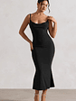 Addison | Black Cowl-Neck Open-Back Midi Dress With Lace - thumbnail 2
