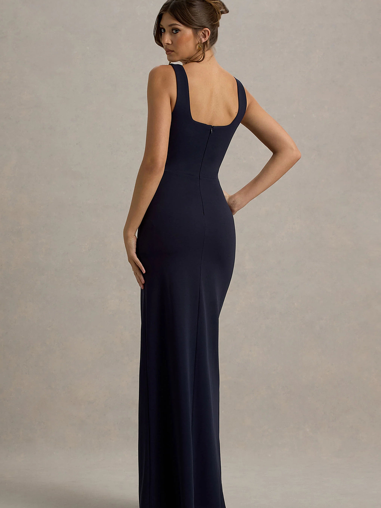 Ashburn | Navy Strappy Sweetheart Split Maxi Dress 2