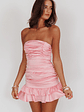 Annabella Strapless Tied Back Frill Hem Mini Dress Baby Pink - thumbnail 1