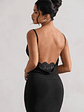 Addison | Black Cowl-Neck Open-Back Midi Dress With Lace - thumbnail 4
