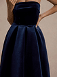 Addina | Navy Velvet Bandeau Skater Midi Dress - thumbnail 7