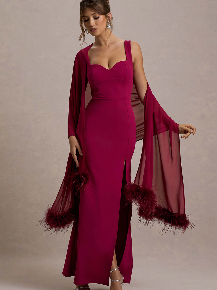Ashburn | Mulberry Strappy Sweetheart Split Maxi Dress 5