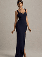Ashburn | Navy Strappy Sweetheart Split Maxi Dress - thumbnail 4