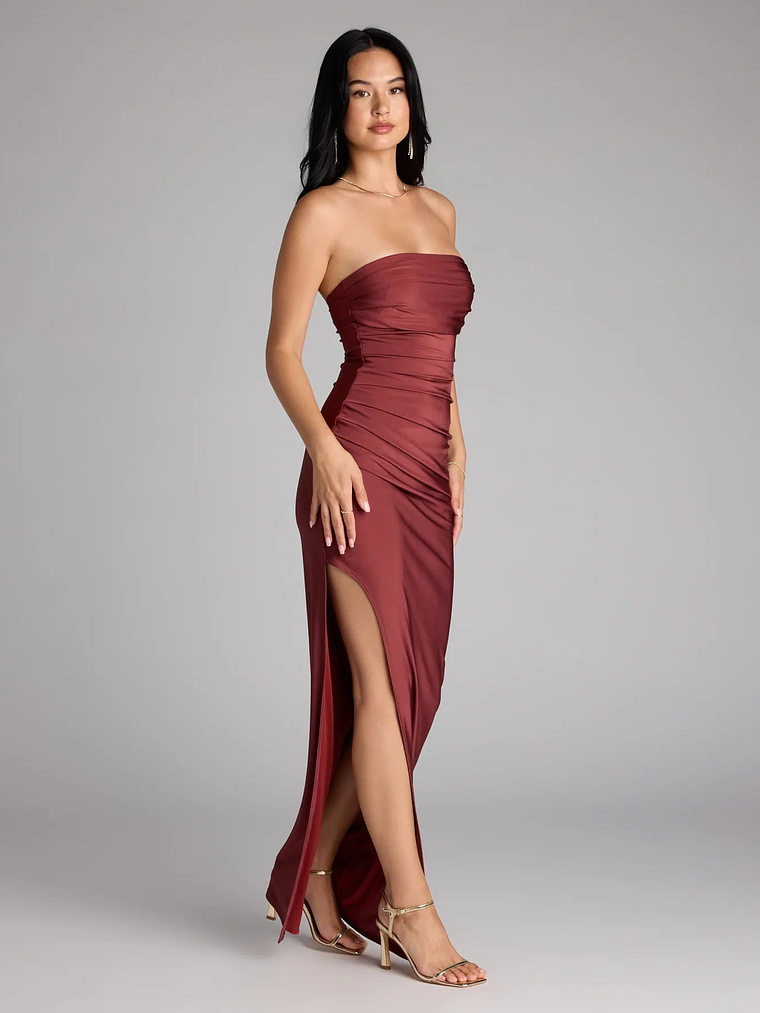 Anisley Strapless High Slit Column Formal Dress 30